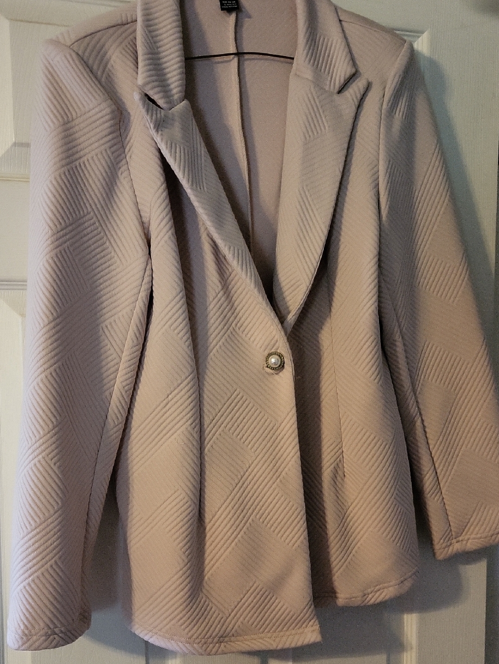 SHEIN Light Beige Textured Single-Button Blazer